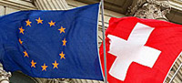 Les drapeaux européen et suisse